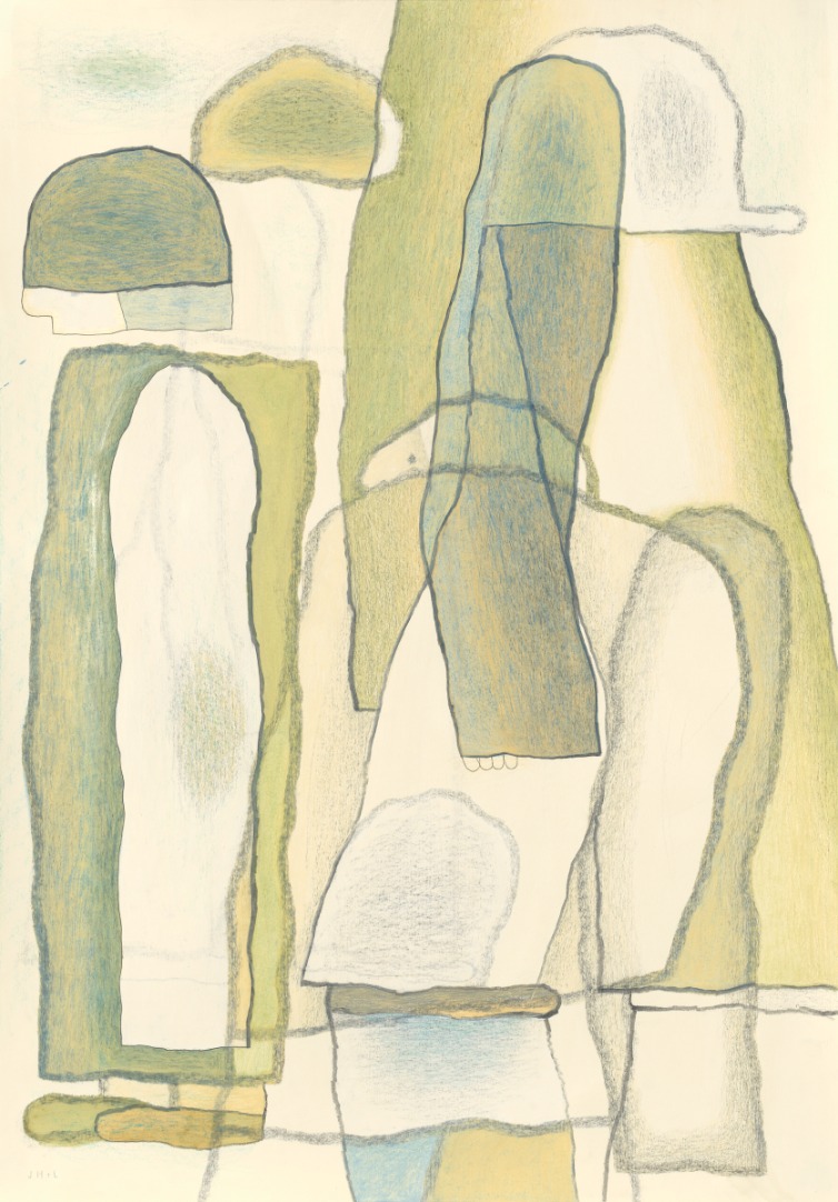 [느슨한 바람을 지나] 종이에 색연필, 혼합재료, 70 x 100 cm, 2026